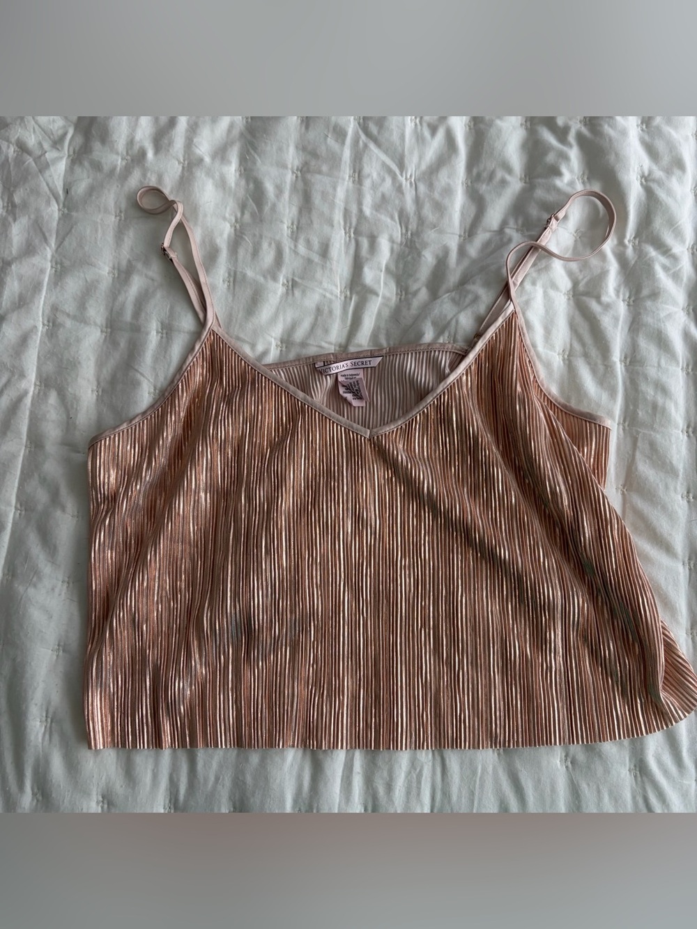 Victoria's Secret Rose Gold Metallic Pleated Cami - Picture 1 of 2